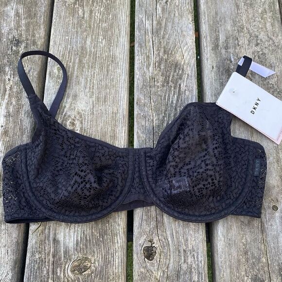 DKNY Black Modern Lace Sheer Demi Bra. Size 32D. NWT - Picture 5 of 12